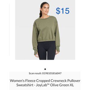 JOYLAB Cropped Crewneck pullover sweatshirt Olive Green XL